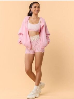Blogilates Relaxed Pink Zip-Up Hoodie - Women Tops Pink M